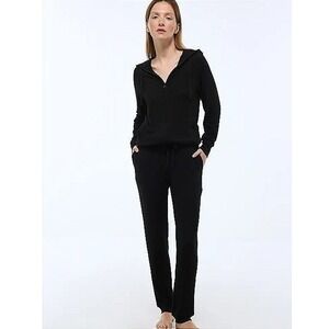 Homewear by Monoprix Women's Soft Knit Plain Straight-leg Trousers Size M Black